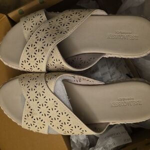 NWT Ilse Jacobsen Tulip Crossband Platform Sandal Milk Crème Size 8